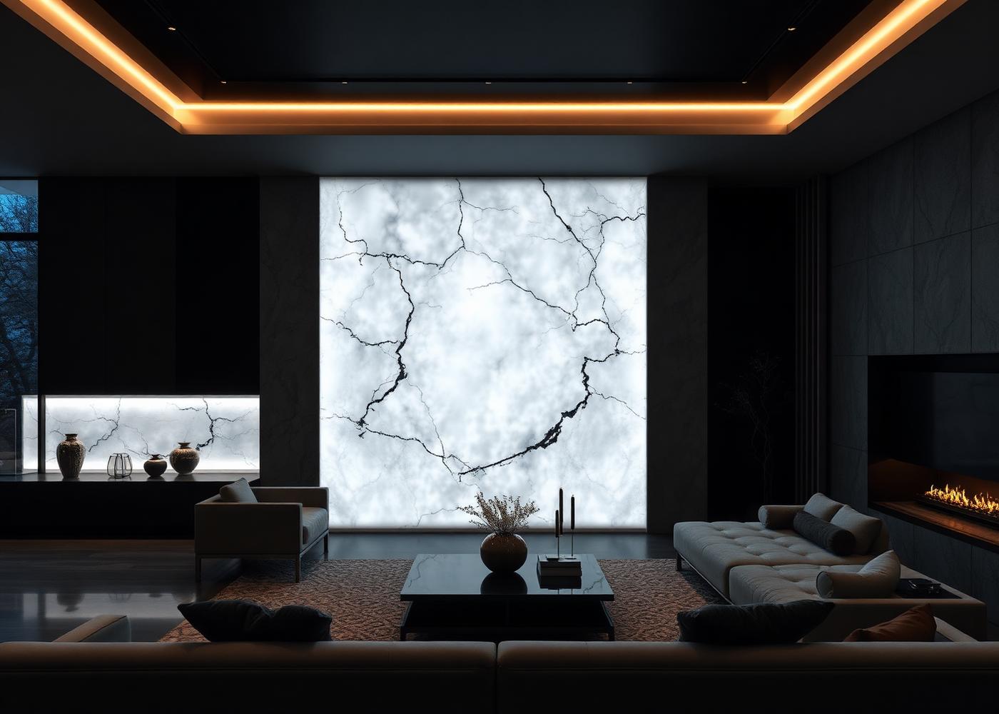 Backlit Feature Walls — Cristallo quartzite application