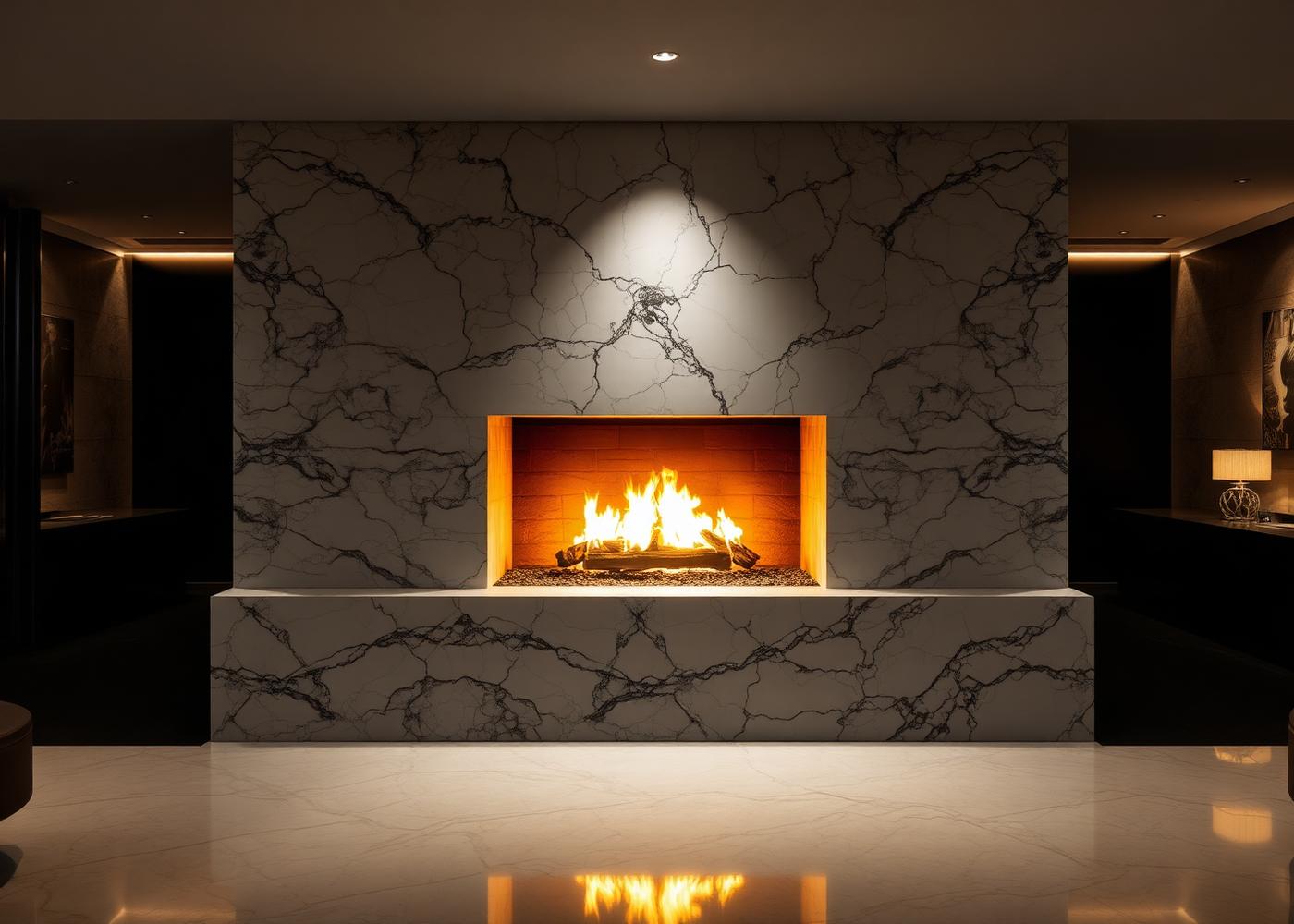 Fireplace Cladding — Cristallo quartzite application